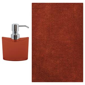 MSV badkamer droogloop mat/tapijt - Sienna - x 60 cm - bijpassende kleur zeeppompje - terracotta -