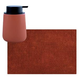MSV badkamer droogloop mat/tapijt - x 60 cm - met zelfde kleur zeeppompje - terracotta -