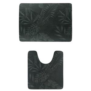 Tendance badkamer matten set Dark Urban Oasis - toiletmat/badmat lang - microfiber - antislip -