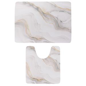 Tendance badkamer matten set Marble Bliss - toiletmat/badmat lang - microfiber - antislip -