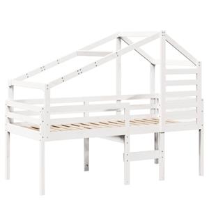 VidaXL Hoogslaper met dak massief grenenhout wit 90x200 cm