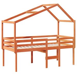 VidaXL Hoogslaper met dak massief grenenhout wasbruin 90x190 cm
