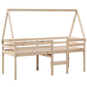 VidaXL Hoogslaper met dak massief grenenhout 90x200 cm