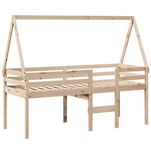 VidaXL Hoogslaper met dak massief grenenhout 90x190 cm