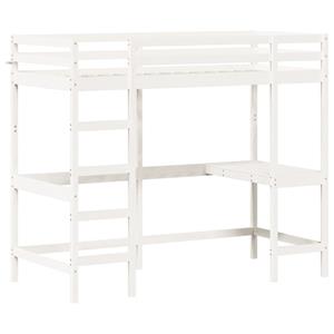 VidaXL Hoogslaper met bureau massief grenenhout wit 90x190 cm