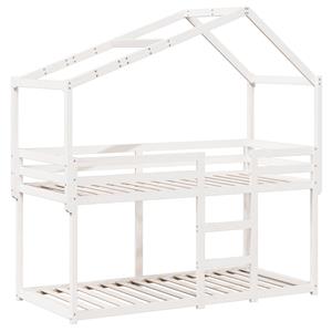 VidaXL Stapelbed met dak massief grenenhout wit 90x190 cm