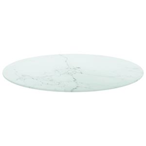 VidaXL Tafelblad Ø70x0,8 cm gehard glas met marmeren design wit