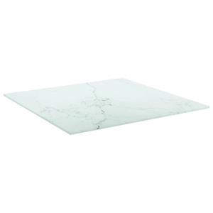 VidaXL Tafelblad 50x50 cm 6 mm gehard glas met marmeren design wit