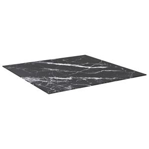 VidaXL Tafelblad 80x80 cm 6 mm gehard glas met marmeren design zwart