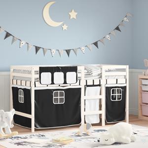 VidaXL Kinderhoogslaper met gordijnen 80x200 cm massief grenenhout
