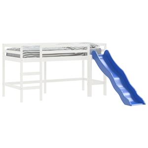 VidaXL Kinderhoogslaper met glijbaan massief grenenhout wit 90x200 cm