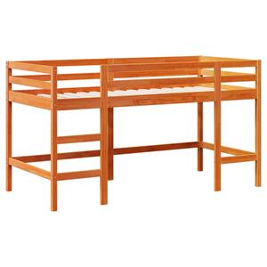 VidaXL Kinderhoogslaper met ladder 90x200 cm massief grenenhout bruin