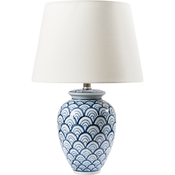 Beliani  JAUCA - Tafellamp - Wit|Blauw - Porselein|Linnen