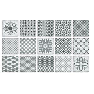 Terre d'Azur Epoca wandtegel met decor 15x15cm grijs
