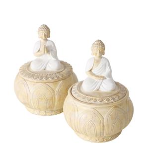 Boltze Home Voorraadpot 'Jamory' Polyresin Dia.10x14cm Off-white 2 Assorti