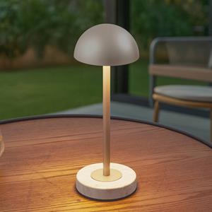 LINDBY LED tafellamp Pippin, goud/travertin, hoogte 27cm
