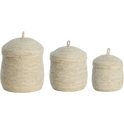 Light & Living Light&living Mand S|3 met deksel max Ø34x36 cm KENMARE crème