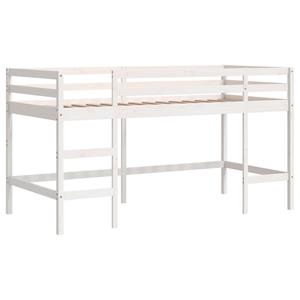 VidaXL Kinderhoogslaper met ladder 90x190 cm massief grenenhout wit