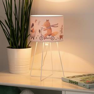 Duolla Ferdi Kinder tafellamp, textiel, metaal, wit, kleurrijk