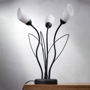 Jupiter Gloriosa tafellamp, zwart, glas, 3-lamps