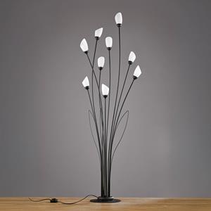 Jupiter Gloriosa vloerlamp, zwart, glas, 9-lamps