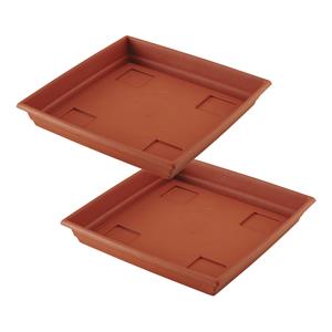 Hega Hogar Bloempot/plantenpot - 2x - terra cotta - onderschaal/opvangbord - kunststof - diameter 31 cm -