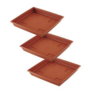 Hega Hogar Bloempot/plantenpot - 3x - terra cotta - onderschaal/opvangbord - kunststof - diameter 31 cm -