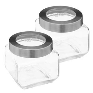 5five voedsel voorraad pot MIRO met draaideksel - 2x - glas - 0.8L - 11 x 11 cm - weckpot -