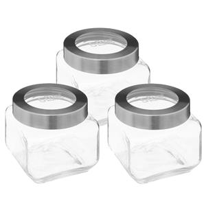 5five voedsel voorraad pot MIRO met draaideksel - 3x - glas - 0.8L - 11 x 11 cm - weckpot -