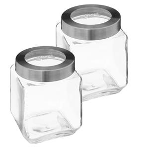 5five voedsel voorraad pot MIRO met draaideksel - 2x - glas - 1.2L - 11 x 14 cm - weckpot -