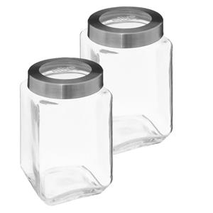 5five voedsel voorraad pot MIRO met draaideksel - 2x - glas - 1.6L - 11 x 19 cm - weckpot -