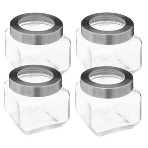 5five voedsel voorraad pot MIRO met draaideksel - 4x - glas - 0.8L - 11 x 11 cm - weckpot -