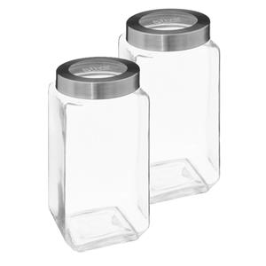 5five voedsel voorraad pot MIRO met draaideksel - 2x - glas - 2L - 11 x 23 cm - weckpot -