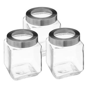 5five voedsel voorraad pot MIRO met draaideksel - 3x - glas - 1.2L - 11 x 14 cm - weckpot -