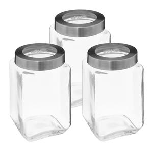 5five voedsel voorraad pot MIRO met draaideksel - 3x - glas - 1.6L - 11 x 19 cm - weckpot -