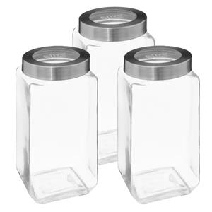 5five voedsel voorraad pot MIRO met draaideksel - 3x - glas - 2L - 11 x 23 cm - weckpot -