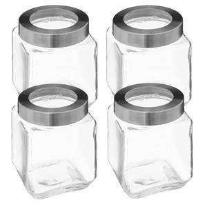 5five voedsel voorraad pot MIRO met draaideksel - 4x - glas - 1.2L - 11 x 14 cm - weckpot -