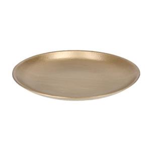 Cepewa Decoratie schaal - goud - 28 cm - hout - rond - kaarsenbord - kaarsenplateau -