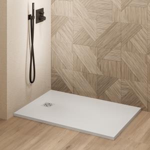 Saniclear Lino douchebak 120x90cm met stone finish wit