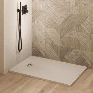 Saniclear Lino douchebak 120x100cm met stone finish cream