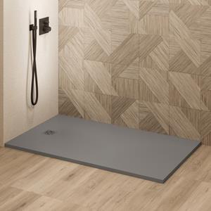 Saniclear Lino douchebak 160x70cm met stone finish donkergrijs