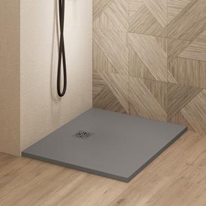 Saniclear Lino douchebak 90x90cm met stone finish donkergrijs