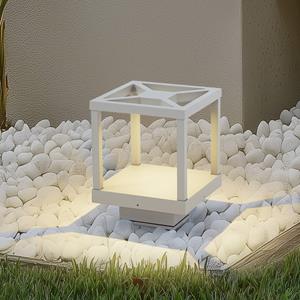 LUCANDE LED sokkellamp Lealan, grijs, metaal, 23 cm, IP54