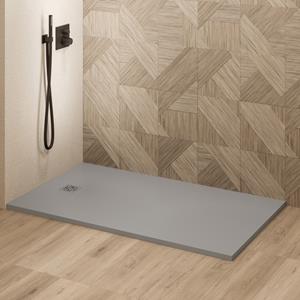 Saniclear Lino douchebak 160x100cm met stone finish lichtgrijs