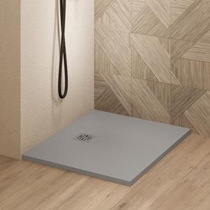 Saniclear Lino douchebak 80x80cm met stone finish lichtgrijs