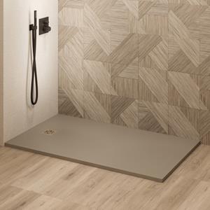 Saniclear Lino douchebak 160x80cm met stone finish capppuccino