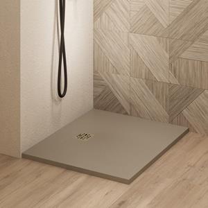 Saniclear Lino douchebak 80x80cm met stone finish capppuccino