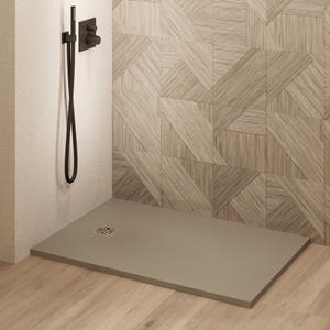 Saniclear Lino douchebak 120x90cm met stone finish capppuccino