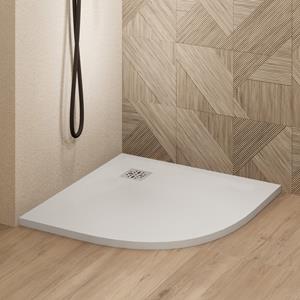 Saniclear Torno kwartronde douchebak 80x80cm met stone finish wit