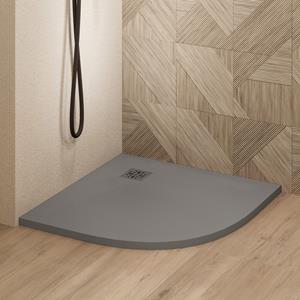 Saniclear Torno kwartronde douchebak 90x90cm met stone finish donkergrijs